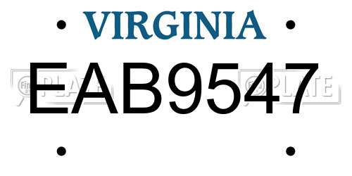 EAB9547 Virginia License Plate