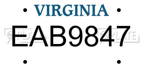 EAB9847 Virginia License Plate