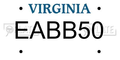 EABB50 Virginia License Plate