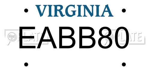 EABB80 Virginia License Plate