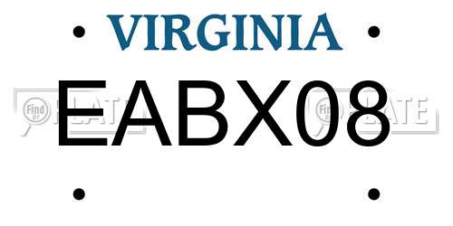 EABX08 Virginia License Plate