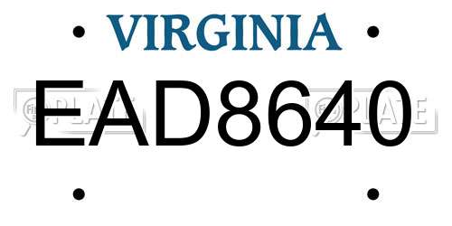 EAD8640 Virginia License Plate