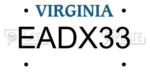 EADX33 Virginia License Plate