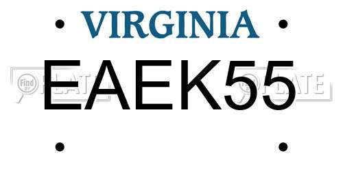 EAEK55 Virginia License Plate