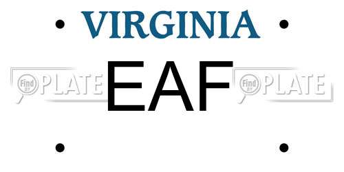 EAF Virginia License Plate