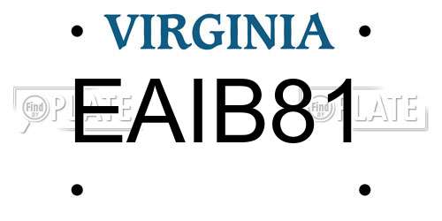 EAIB81 Virginia License Plate