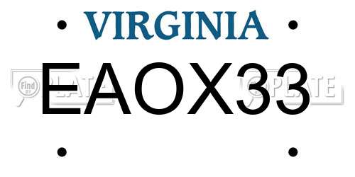 EAOX33 Virginia License Plate