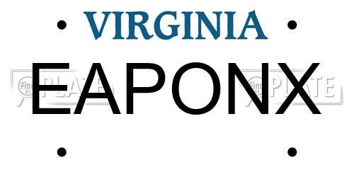EAPONX Virginia License Plate