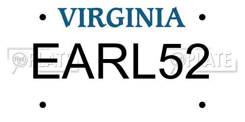 EARL52 Virginia License Plate