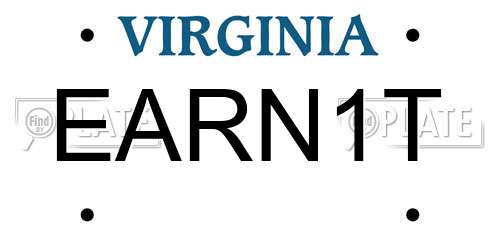 EARN1T Virginia License Plate