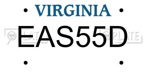 EAS55D Virginia License Plate