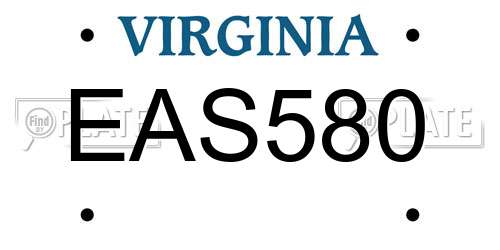 EAS580 Virginia License Plate