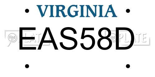 EAS58D Virginia License Plate