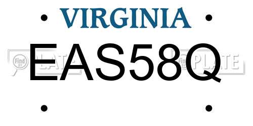 EAS58Q Virginia License Plate