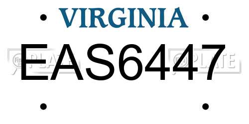 EAS6447 Virginia License Plate