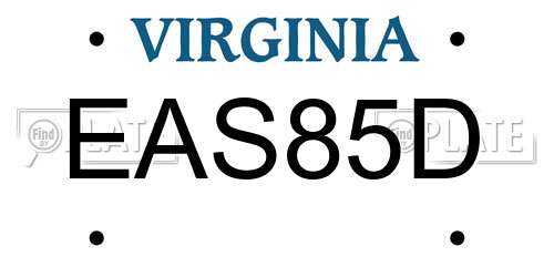 EAS85D Virginia License Plate