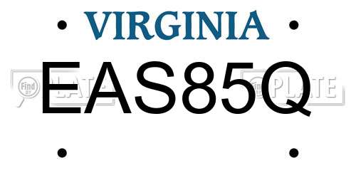 EAS85Q Virginia License Plate