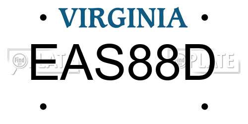 EAS88D Virginia License Plate