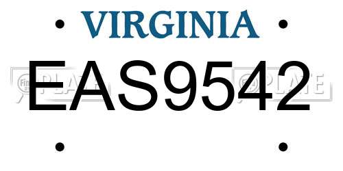 EAS9542 Virginia License Plate