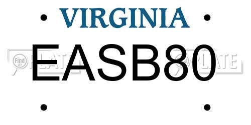 EASB80 Virginia License Plate