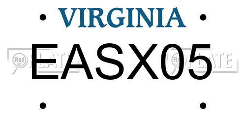 EASX05 Virginia License Plate