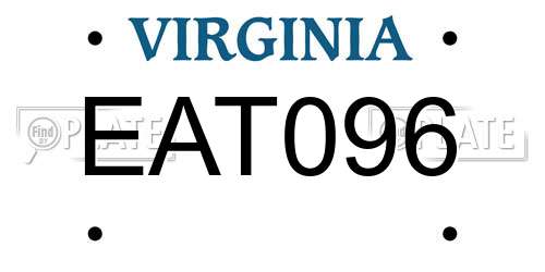 EAT096 Virginia License Plate