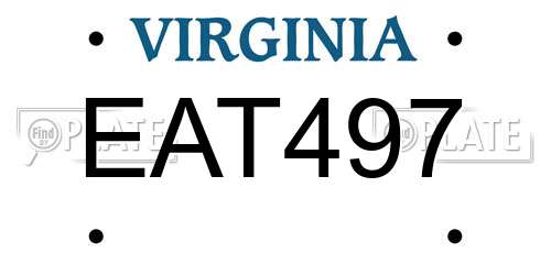 EAT497 Virginia License Plate