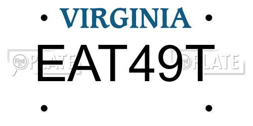 EAT49T Virginia License Plate