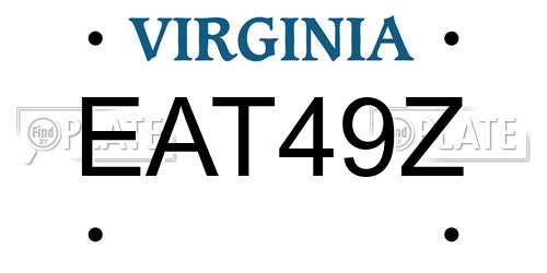 EAT49Z Virginia License Plate