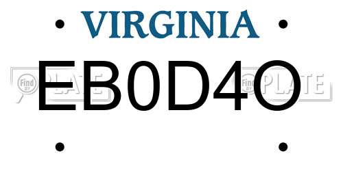EB0D4O Virginia License Plate