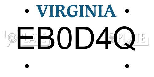 EB0D4Q Virginia License Plate