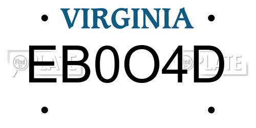 EB0O4D Virginia License Plate