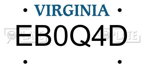 EB0Q4D Virginia License Plate