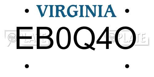 EB0Q4O Virginia License Plate
