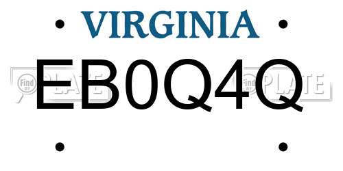 EB0Q4Q Virginia License Plate
