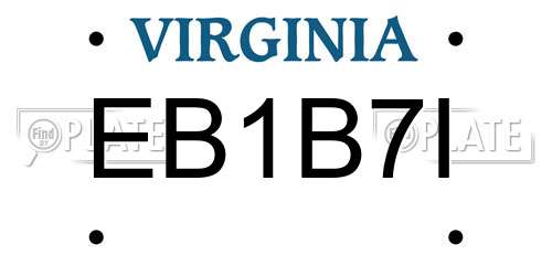 EB1B7I Virginia License Plate