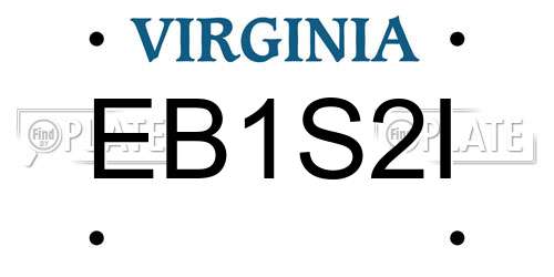 EB1S2I Virginia License Plate