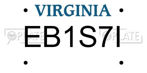 EB1S7I Virginia License Plate