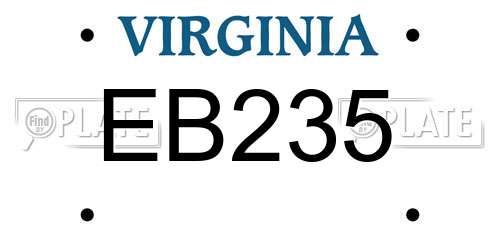 EB235 Virginia License Plate