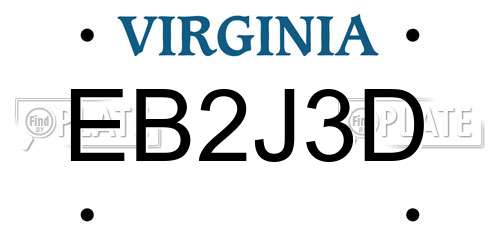 EB2J3D Virginia License Plate