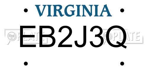 EB2J3Q Virginia License Plate