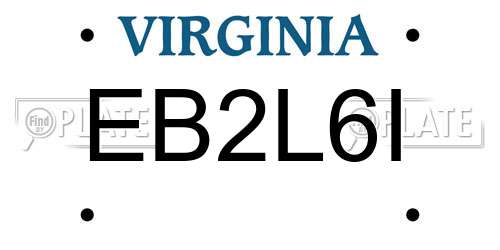 EB2L6I Virginia License Plate