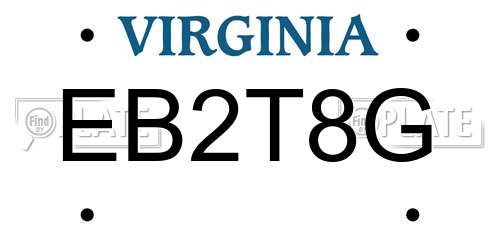 EB2T8G Virginia License Plate