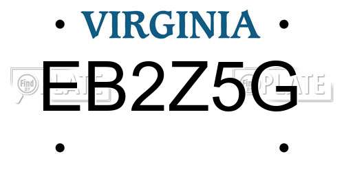 EB2Z5G Virginia License Plate
