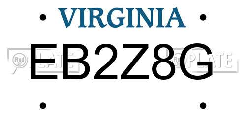 EB2Z8G Virginia License Plate
