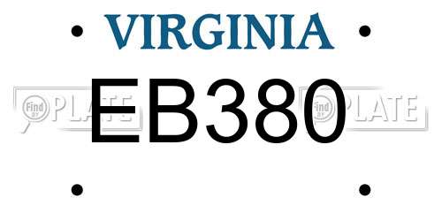 EB380 Virginia License Plate
