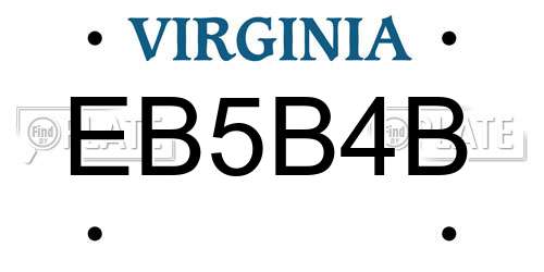 EB5B4B Virginia License Plate