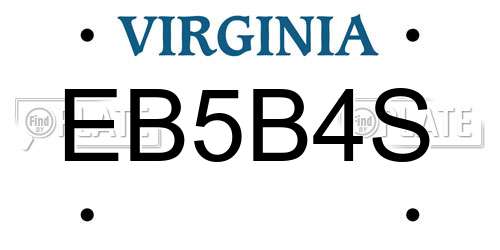 EB5B4S Virginia License Plate