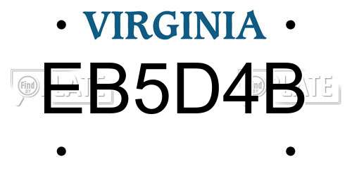 EB5D4B Virginia License Plate