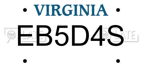 EB5D4S Virginia License Plate